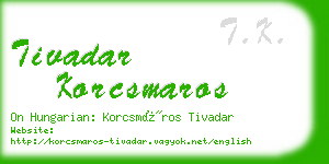 tivadar korcsmaros business card